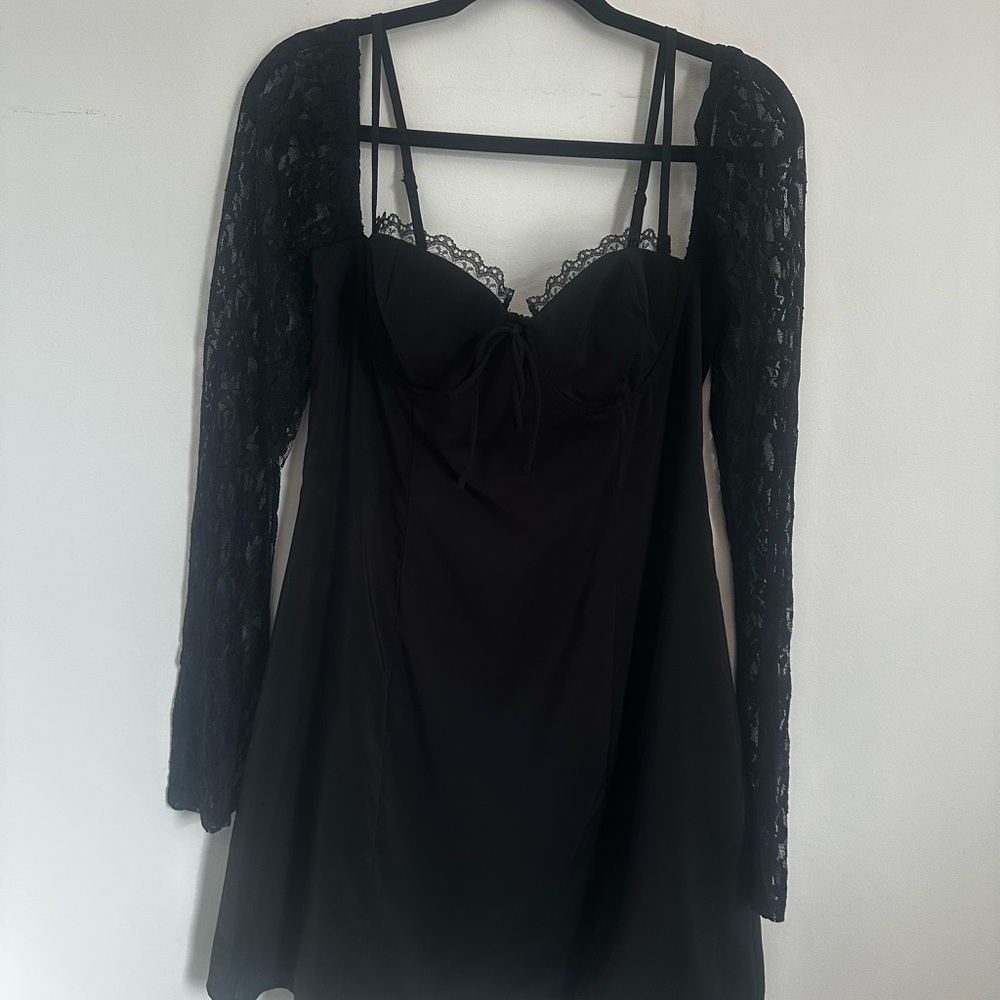 Princess Polly Ashwood Lace Sleeve Mini Dress.
